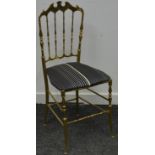 An Italian lacquered brass Chiavari type side chair, 90cm high, 38cm wide,