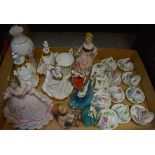 Ceramics - Royal Crown Derby Posie, Royal Worcester The Masquerade Begins figure, Mintons cup,