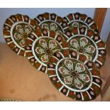 Royal Crown Derby - a set of six Old Imari Holiday pattern fluted rim cabinet plates,