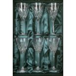 A boxed set of six Thomas Webb International wine glasses