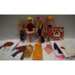 Toys - Pedigree Sindy Dolls Trendy Girls, 1960's wearing Mamselle Sugar and Spice dress,