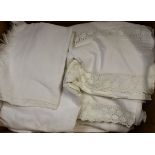 Textiles - a quantity of embroidered linen, to include pillow cases, napkins; etc.