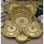 Ceramics - Johnson Victorian pattern dinner service, six place settings, to include dinner plates,