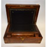 A Victorian brass bound walnut writing box, c.