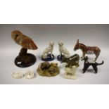 Ceramics - a Beswick model of a donkey; a pair of Staffordshire dalmations; others,