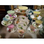 A Roslyn tea set for six, Authentic World Famous Wheatcroft Roses, Rendezvous, Grand Gala, Virgo,