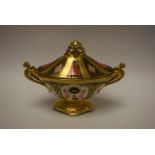 Royal Crown Derby - an 1128 Imari twin handled lobed urn and cover, first quality,