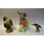 Ceramics - a Beswick model of a cockatoo, 29cm high; others, Woodpecker,