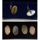 A pair of 9ct gold and silver cufflinks, cased; others, silver,