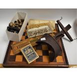 Boxes and Objects - a mahogany and hardwood chess board;