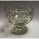 A large cut glass pedestal bowl,