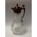 A large Victorian cut glass claret jug,