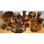 Glassware - 1930's Art Deco Davidson type and other amber cloud glass including rose bowls,