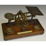 A set of Victorian walnut and brass letter scales, c.