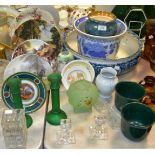 Collectors Plates; Glassware; a Naples pattern wash bowl;