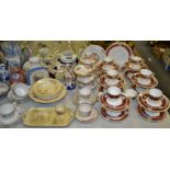 Teawares - a Crown Staffordshire Denbigh pattern part coffee service; Gaudy Welsh teapot;