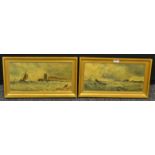 English School (late 19th century) Boats on choppy waters,