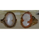 2 9ct gold cameo rings