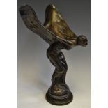 Charles R Sykes - a cast bronzed model Spirit of Ecstasy,