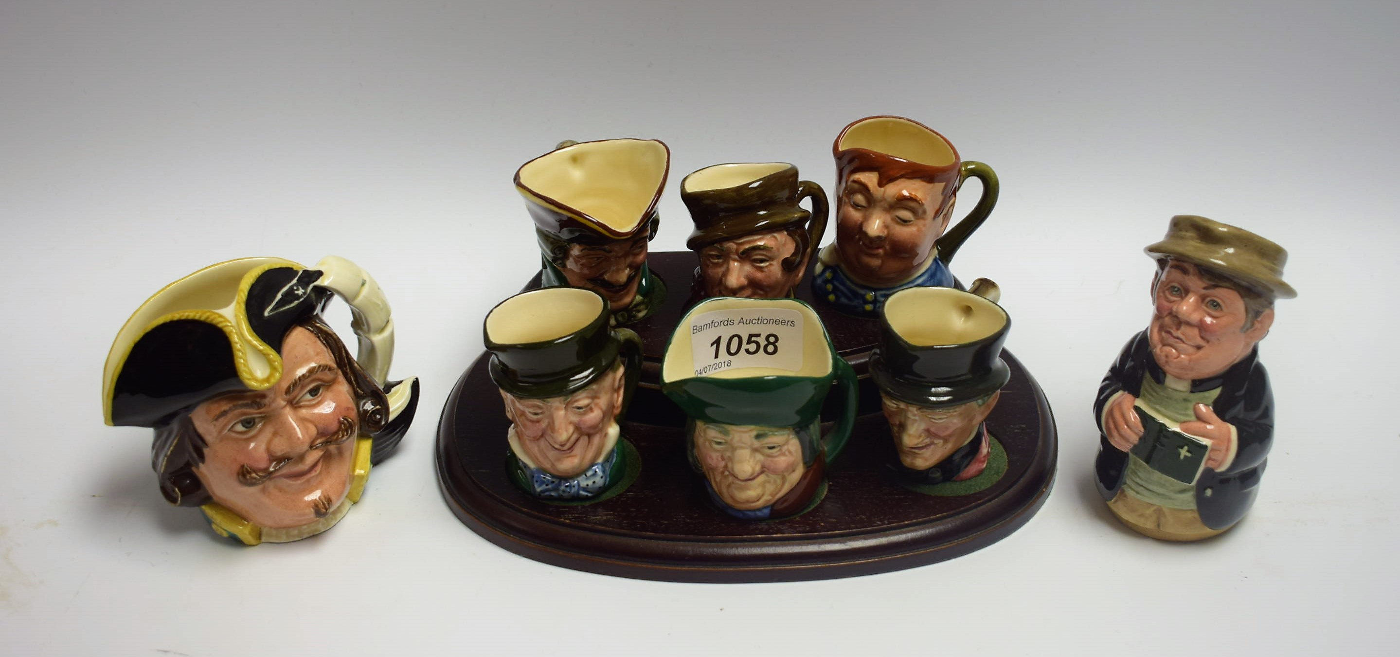 Ceramics - a Royal Doulton miniature character jug, Dick Turpin; others, Fat Boy, Mr Micawber,