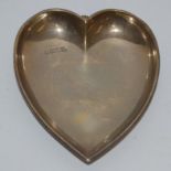 An early 20th century silver heart shaped trinket tray,