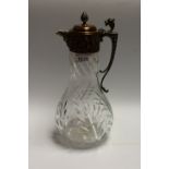 A large Victorian cut glass claret jug,