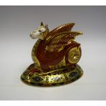 A Royal Crown Derby paperweight, Wessex Wyvern, gold stopper, limited edition 975/2,