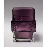 Studio Glass - a mid 20th Century amethyst glass slab sided cubist inspired vase,