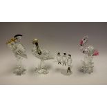 A Swarovski Crystal Silver Heron, 221627, boxed; others, Flamingo 5302529, Spoonbill 931746,