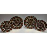 Royal Crown Derby - 1128 Imari, a pair of circular plates, 26.5cm; another pair, 21.