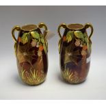 A pair of Carltonware Rouge Royale vases, Spider's Web pattern,