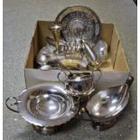 An early 19th century silver on copper two handled sugar bowl; other later silver plated wares;