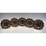 Royal Crown Derby - a set of five 1128 Imari plates, 16cm diameter,