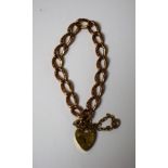 Jewellery - a 9ct gold bracelet, padlock clasp, 20.