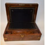 A Victorian brass bound walnut writing slope, c.