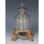 A 19th century French Palais Royale type silver coloured metal and ormolu mounted cage work scent