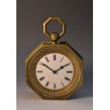 A 19th century brass octagonal sedan timepiece, 7.