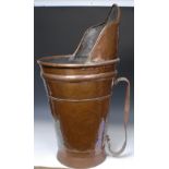 A 19th century French copper grape picker's hod, of typical form, planished throughout,