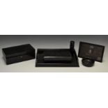 An ebony dressing table set,