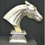 A large cast silvered metal horses head