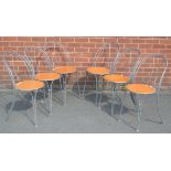 Six Ikea steel and ply dining chairs