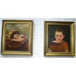 English School A pair, Portraits of Children unsigned,