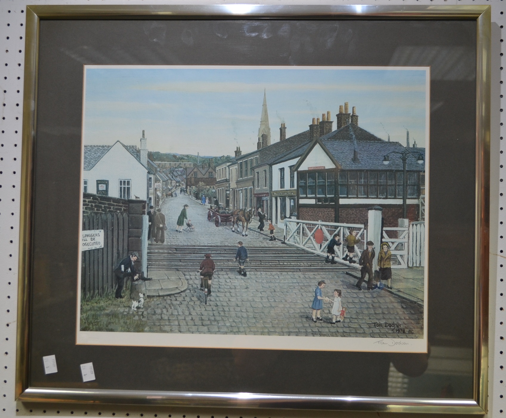 Tom Dodson, by and after, The Level Crossing signed in pencil, blind stamped, 37.5cm x 46.