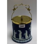 A Victorian Wedgwood Jasperware biscuit barrel