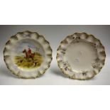 Ceramics - a Royal Crown Derby wavy edge hand painted plate,