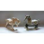 A Beswick dappled grey Shire Horse; another, similar,