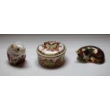 Royal Crown Derby - a Collectors Guild paperweight, Catnip Kitten; another, Poppy Mouse,