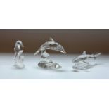 A Swarovski Crystal Baby Shark, 269236, boxed; others, Dolphin On A Wave 190365,