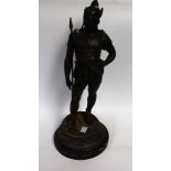A 19th century spelter figure of a Visigoth warrior,