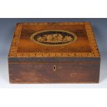 A large George III penwork and transfer printed combination writing, work box,